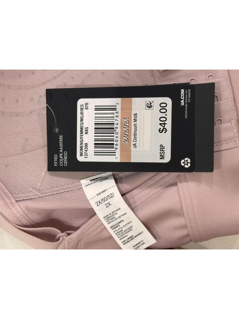 Under Armour Continuum Mid Impact Fitted Light Pink Sports Bra Plus Size 2X - Picture 7 of 7